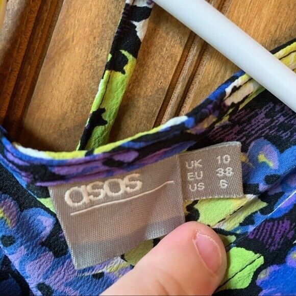 ASOS Design Women’s 6 Peplum Purple Floral Top - Women Size 6 - Picture 7 of 8